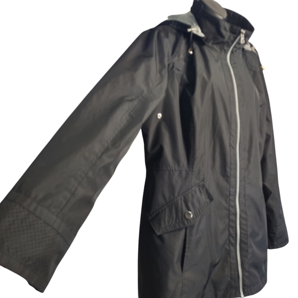 INTL d.e.t.a.i.l.s Women's Black Zip Front Hooded Lined Coat Jacket Size XL - Picture 7 of 10